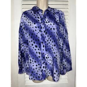 Da-Rue Petite for Draper's & Damon's purple ombre and black silky blouse 10P